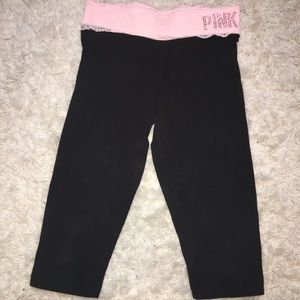 VS PINK cropped lace yoga leggings